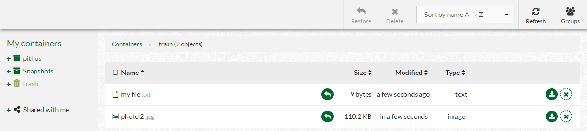 userguide pithos_trash_container